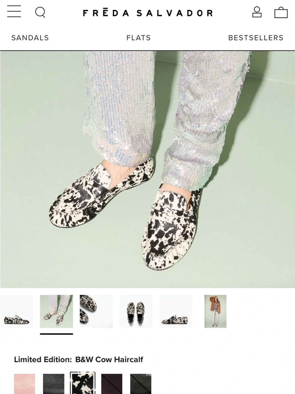 Freda Salvador Black & White Cow Haircalf Penny Loafers